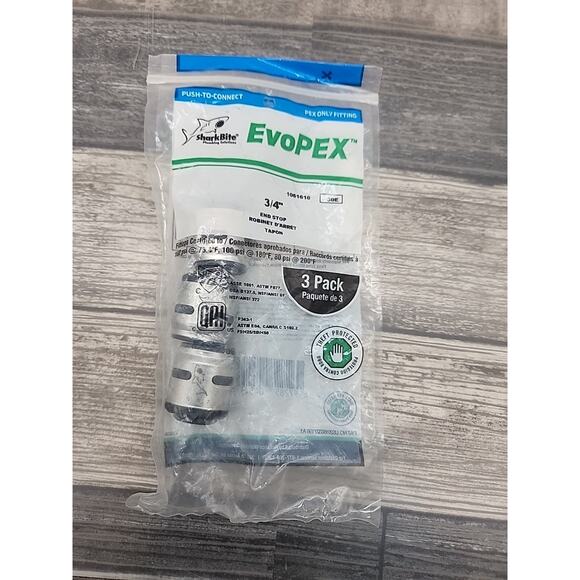 (3-Pk) SharkBite EvoPEX End Stop Push-to-Connect PEX 3/4" Lot of 3 [100] - Picture 3 of 13